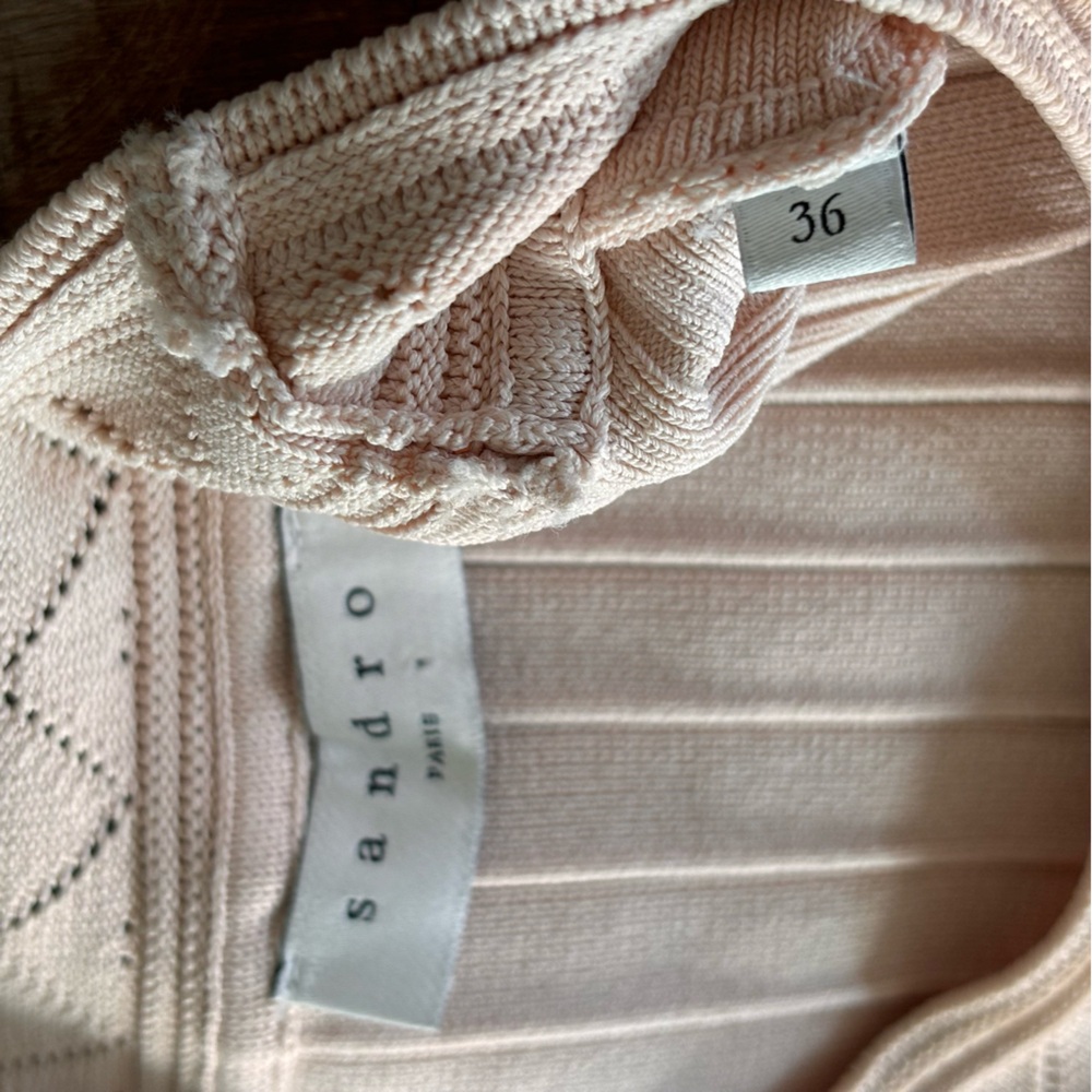 SANDRO Women's Terez Eyelet-detail Knit Mini Dress In Powder Size Small - Picture 4 of 16